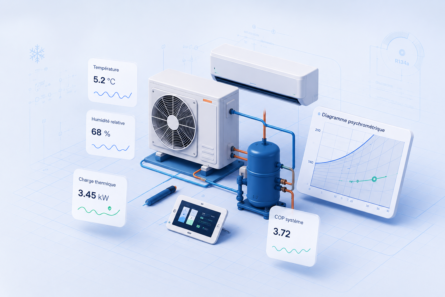 Illustration professionnelle — équipements HVAC et réfrigération